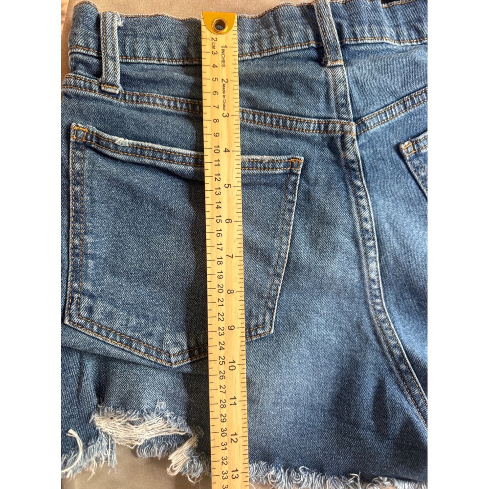 Abercrombie & Fitch Curve Love High Rise‎ Distressed Denim Shorts Blue Sz 10 - Picture 5 of 8